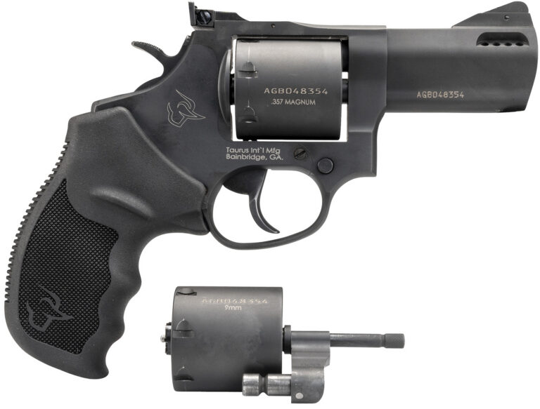 Taurus 2-692031 692  Medium 38 Special +P/357 Mag/9mm Luger 7 Shot 3" Matte Black Ported Barrel, Cylinder & Frame, Black Ribber Grip, Transfer Bar Safety, Exposed Hammer, 2 Cylinders