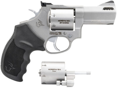 Taurus 2-692039 692  Medium 38 Special +P/357 Mag/9mm Luger 7 Shot 3″ Matte Stainless Ported Barrel, Cylinder & Frame, Black Ribber Grip, Transfer Bar Safety, Exposed Hammer, 2 Cylinders