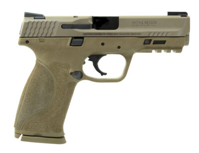 Smith & Wesson LE 11767 M&P 9 M2.0 
9mm Luger Double 4.25″ 17+1 FDE Interchangeable Backstrap Grip FDE Polymer Frame FDE Armornite Stainless Steel Slide