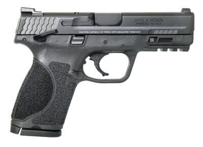 Smith & Wesson LE 11677 M&P 9 M2.0 Compact 9mm Luger Double 4″ TS 15+1 Black Interchangeable Backstrap Grip Black Polymer Frame Black Armornite Stainless Steel Slide