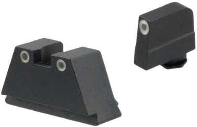 AmeriGlo GL349 Optic Compatible Sight Set for Glock  3XL Tall Green Tritium White Outline Front Sight-Green Tritium White Outline Rear Sight