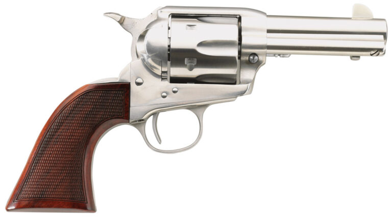 Taylors & Company 550818 Runnin Iron  45 Colt (LC) Caliber with 3.50"  Barrel, 6rd Capacity Cylinder, Overall Stainless Steel Finish & Checkered Walnut Grip