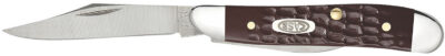 Case 00046 Peanut  2.10″/1.53″ Folding Clip/Pen Plain As-Ground Tru-Sharp SS Blade/Brown Jigged Synthetic Handle