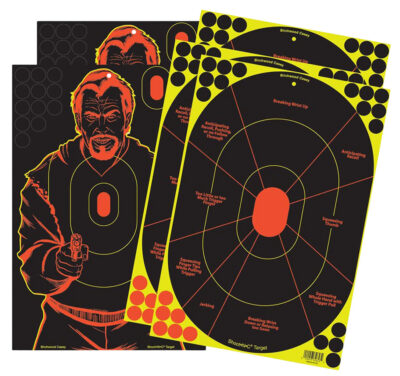 Birchwood Casey 34630 Shoot-N-C Reactive Target Combo Pack Self-Adhesive Paper Multi Color 12″x18″ Oval Silhouette/Bad Guy 5 Pack