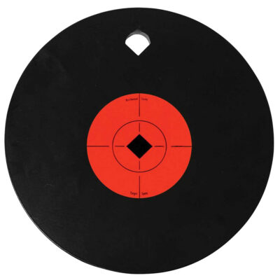 Birchwood Casey 47614 World of Targets Single Hole 10″ Pistol/Rifle Black/Orange AR500 Steel Circle w/Crosshair & Diamond 0.38″ Thick Hanging