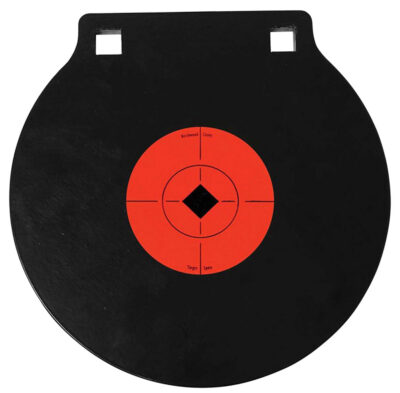 Birchwood Casey 47615 World of Targets Double Hole 10″ Pistol/Rifle Black/Orange AR500 Steel Circle w/Crosshair & Diamond 0.38″ Thick Hanging