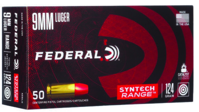Federal AE9SJ2 American Eagle Syntech Range  9mmLuger 124gr Total Syntech Jacket Flat Nose 50 Per Box/10 Case