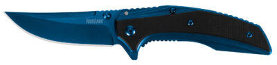 Kershaw 8320 Outright  3″ Folding Trailing Point Plain Blue PVD 8Cr13MoV SS Blade Black/Blue G10/SS Handle Includes Pocket Clip