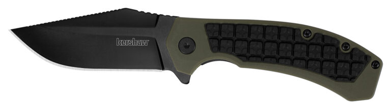 Kershaw 8760 Faultline 3" Folding Drop Point Plain Black Oxide 8Cr13MoV SS Blade Black/OD Green Glass-Filled Nylon Handle Includes Pocket Clip