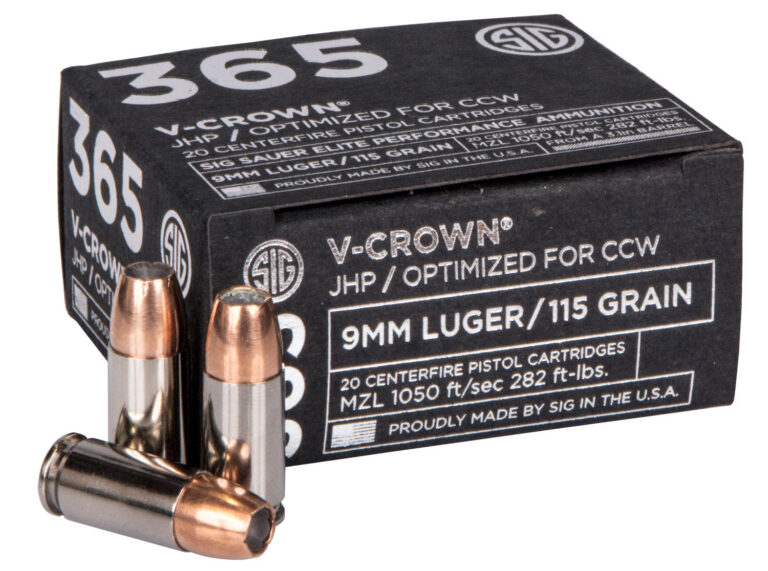 Sig Sauer E9MMA136520 Elite V-Crown 9mm Luger 115 gr Jacketed Hollow Point (JHP)