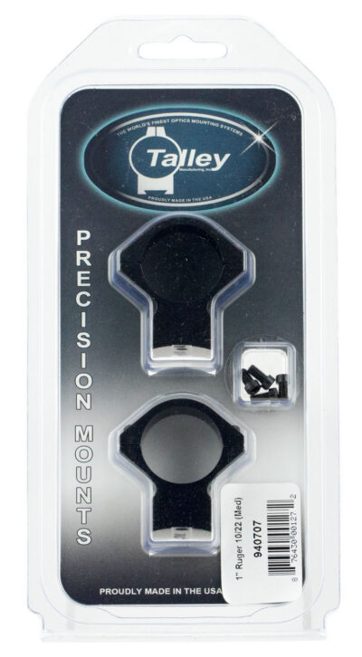 Talley 940707 Scope Mount/Ring Combo  Black Anodized 1″ Tube Ruger 10/22 Medium Rings