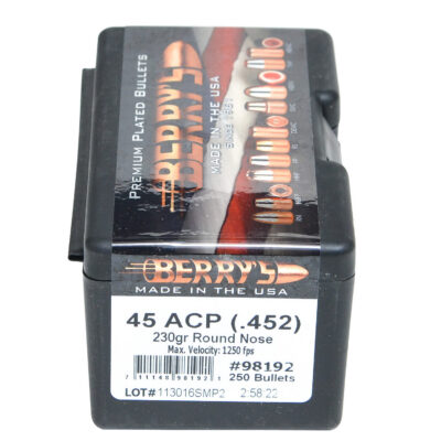 PLATED 45 CALIBER (0.452”) BULLETS 45 ACP (.452”) 230GR ROUND NOSE 250/BOX