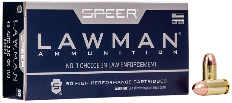 Speer Ammo 53653 Lawman 45 ACP 230 gr Total Metal Jacket (TMJ) 50 Bx/ 20 Cs