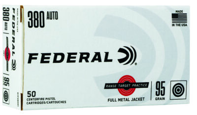 Federal RTP38095 Range & Target  380ACP 95gr Full Metal Jacket 50 Per Box/20 Case