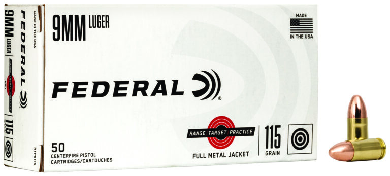 Federal RTP9115 Range and Target  9mm Luger 115 gr Full Metal Jacket (FMJ) 50 Bx
