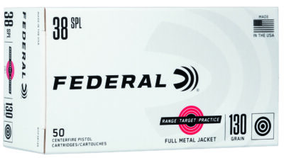 Federal RTP38130 Range and Target  38 Special 130 gr Full Metal Jacket (FMJ) 50