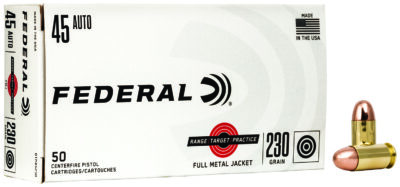 Federal RTP45230 Range and Target  45 ACP 230 gr Full Metal Jacket (FMJ) 50 Bx/
