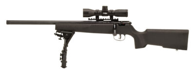 Savage Arms 13836 Rascal Target XP Youth 22 LR 1rd 16.12″ Barrel, Matte Blued Metal Finish, Matte Black Synthetic Stock, Includes 4x32mm Scope & Bipod, Left Hand