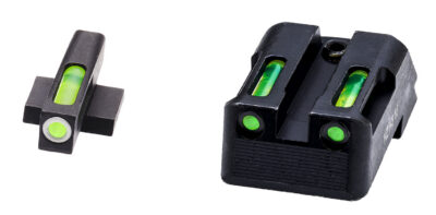 LITEWAVE H3 TRITIUM WHITE RING FRONT SIGHT SET W/ GREEN LITEPIPES 1911 KIMBER FIXED (NOT MICRO) LIGHTWAVE H3 TRITIUM SIGHT SET