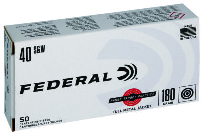 Federal RTP40180 Range & Target  40S&W 180gr Full Metal Jacket 50 Per Box/20 Case