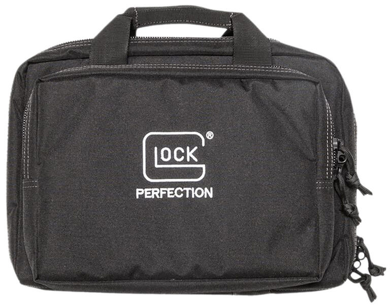 Glock AP60300 Double Pistol Case Dual Padded Compartments, 5 Internal Mag Holders, 3 Zippered Compartments, Carry Handle, Black 12.5"x9.5"x4.5"
