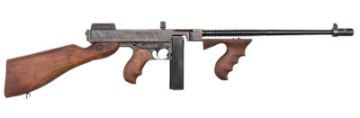Thompson T1CH 1927A-1 Deluxe 45 ACP Caliber with 18″ Barrel, 20+1 Capacity (Stick), Color Case Hardened Metal Finish, American Walnut Stock Wood Grip Right Hand