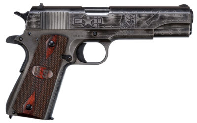 Thompson 1911BKOWC1 1911 Victory Girls 45 ACP 5″ 7+1 Worn Black/Gray Cerakote Steel Checkered Wood w/US Logo Grip