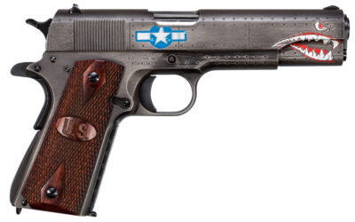 Thompson 1911BKOWC3 1911 Squadron Special Edition WW2 45 ACP 5″ 7+1 Black/Gray Cerakote Checkered Wood w/US Logo Grip