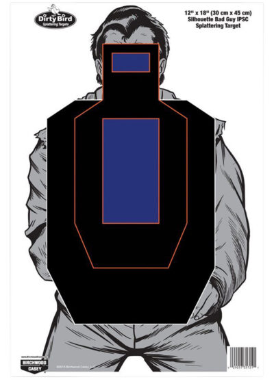 Birchwood Casey 35721 Dirty Bird Bad Guy IPSC Silhouette Tagboard Hanging Pistol 12″ x 18″ Black/Blue/White 100 Per Pkg