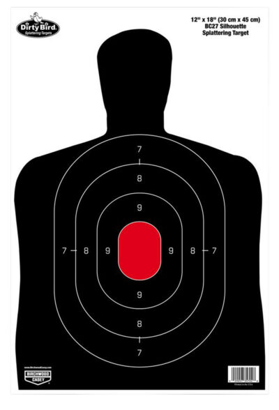 Birchwood Casey 35702 Dirty Bird BC-27 Silhouette Tagboard Hanging Pistol 12″ x 18″ Black/Red 100 Per Pkg