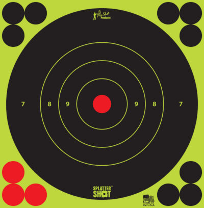 Pro-Shot 6BGREEN12PK SplatterShot  Self-Adhesive Paper Black/Green 6″ Bullseye 12 Pack