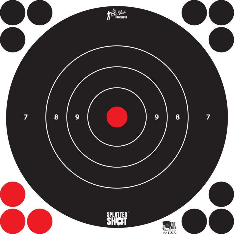 Pro-Shot 8BWHITE6PK SplatterShot Self-Adhesive Paper Black/White 8" Bullseye 6 Pack