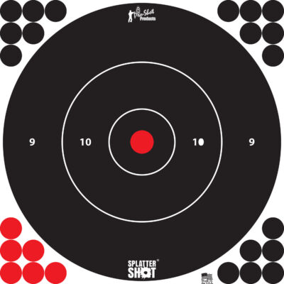 Pro-Shot 12BWHTE5PK SplatterShot  Self-Adhesive Paper Black/White 12″ Bullseye 5 Pack