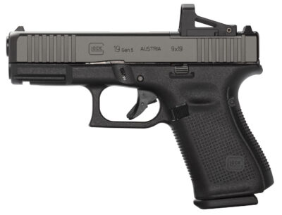 Glock PA195S201MOS G19 Gen 5 MOS FS 9mm Luger 4.02″ 10+1 Black nDLC Front Serrat