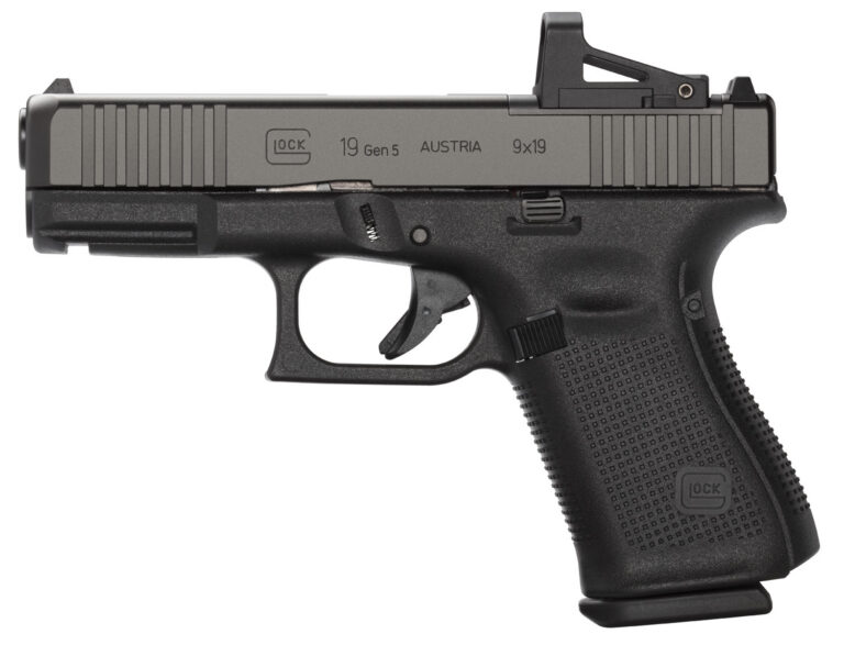Glock PA195S201MOS G19 Gen 5 MOS FS 9mm Luger 4.02" 10+1 Black nDLC Front Serrat