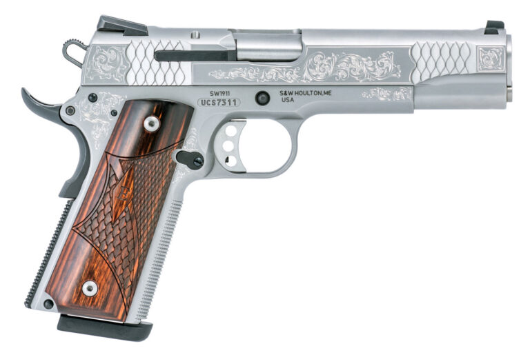 Smith & Wesson 10270 1911 Engraved 45 ACP 5" 8+1 Stainless Steel Laminate Wood G