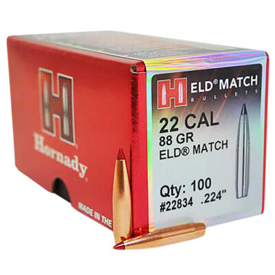 ELD® MATCH .22 CALIBER (.224”) RIFLE BULLETS ELD MATCH 22 CALIBER (0.224”) 88GR POLYMER TIP 100/BOX
