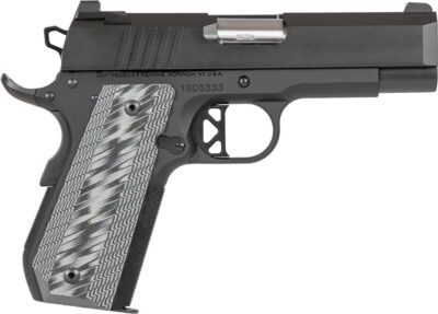 Dan Wesson 01884 EPC  9mm Luger 9+1 4″ Stainless Bull Barrel Black Duty Serrated Stainless Steel Slide Black Aluminum Frame wBeavertail Black/Gray G10 Grip