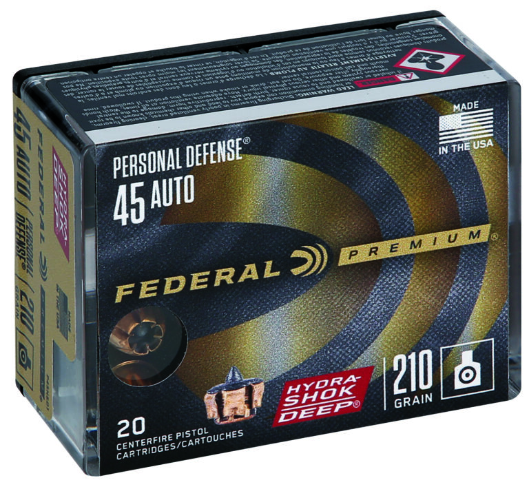 FEDERAL 45 AUTO 210GR HYDRA-SHOK DEEP JHP AMMO 20RD