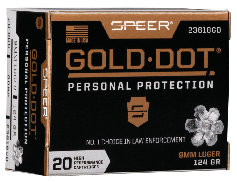 Speer Ammo 23618GD Gold Dot Personal Protection 9mm Luger 124 gr Hollow Point (H