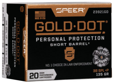 Speer Ammo 23921GD Gold Dot Personal Protection 38 Special +P 135 gr Hollow Poin