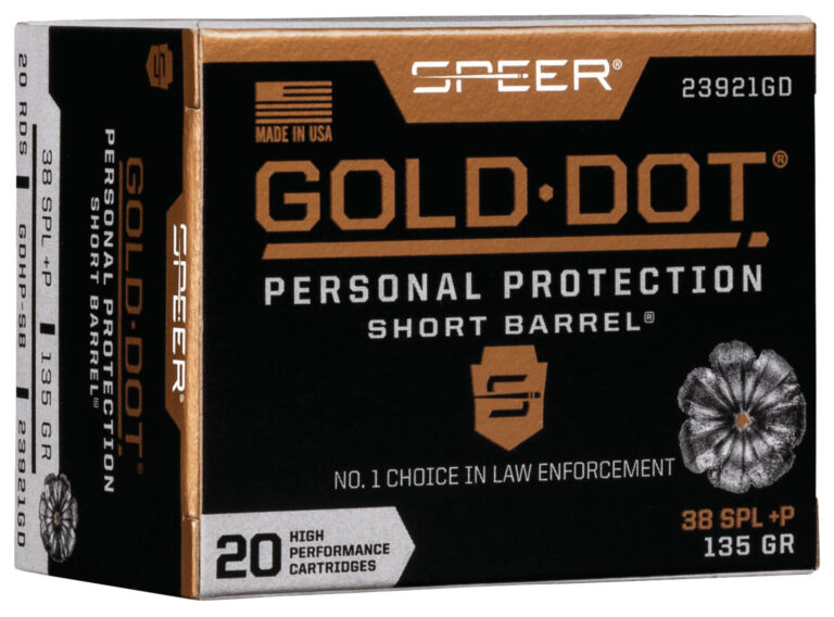 Speer Ammo 23921GD Gold Dot Personal Protection 38 Special +P 135 gr Hollow Poin