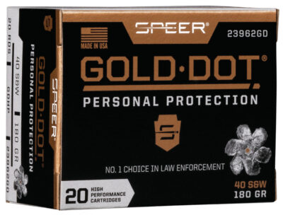 Speer 23962GD Gold Dot Personal Protection 40S&W 180gr Hollow Point 20 Per Box/10 Case