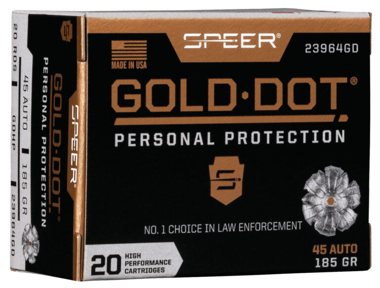 GOLD DOT PERSONAL PROTECTION 45 ACP AMMO GOLD DOT PERSONAL PROTECTION 45 AUTO 185GR JHP 20/BOX
