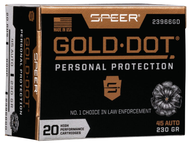 GOLD DOT PERSONAL PROTECTION 45 ACP AMMO GOLD DOT PERSONAL PROTECTION 45 AUTO 230GR JHP 20/BOX