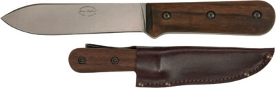 Ka-Bar BK62 Becker Kephart 5.13″ Fixed Drop Point Plain Satin Stonewashed 1095 Cro-Van Blade, Walnut Handle, Includes Sheath