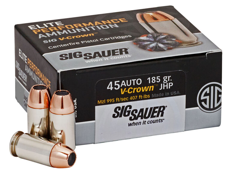 SIG AMMO 45ACP 185GR ELITE V-CROWN JHP 50/10