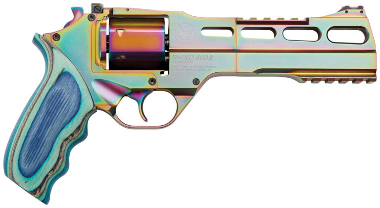 Chiappa Firearms CF340301 Rhino 60SAR Nebula *CA Compliant 357 Mag Caliber with 6" Picatinny Rail/Vent Rib, 6rd Capacity Cylinder, Rainbow PVD Metal Finish & Blue Laminate Grip