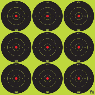 Pro-Shot 2BGREEN108 SplatterShot  Self-Adhesive Paper Black/Green 2″ Bullseye 12Pack/108Targets