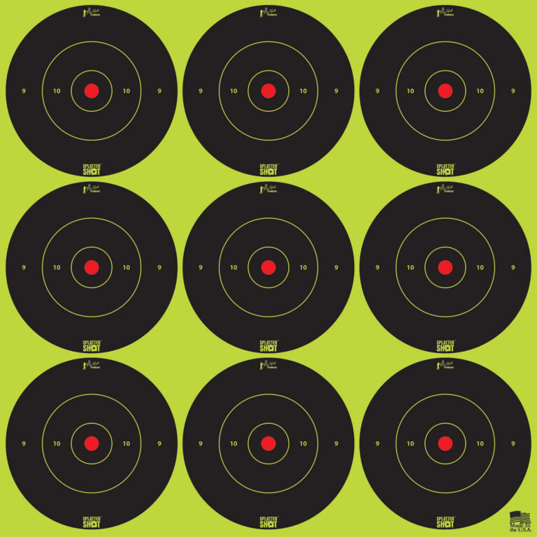 Pro-Shot 2BGREEN108 SplatterShot Self-Adhesive Paper Black/Green 2" Bullseye 12Pack/108Targets